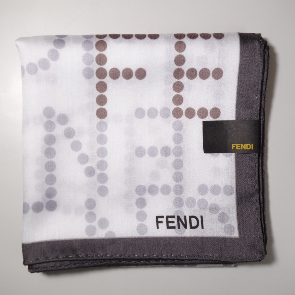 Fendi Spellout Polka Dot 100% Cotton Neckerchief Made In Japan, New w/o Tags